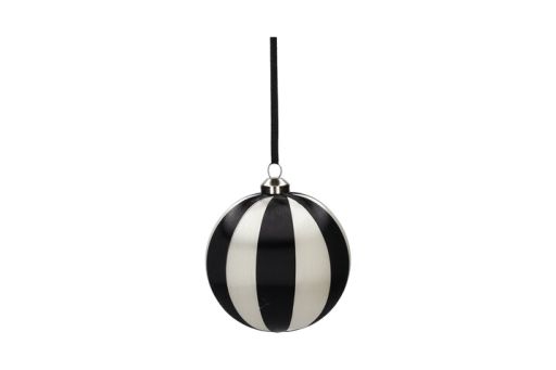 Leoni Living - Weihnachtskugel Streifen schwarz/weiß