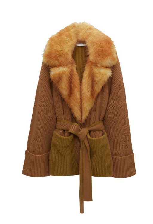 Dorothee Schumacher - Cardigan mit Fake Fur Kragen