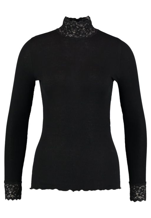 Rosemunde - Langarmshirt mit Spitzenstehkragen black