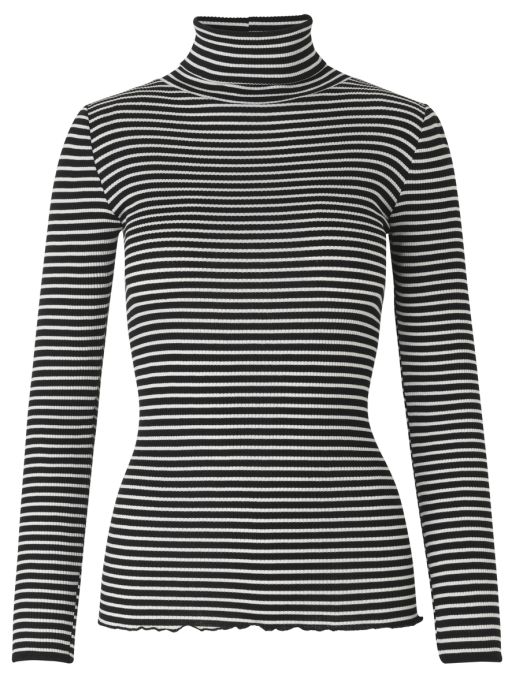 Rosemunde Rolli Schwarz Creme Gestreift Pullover Pullover Strickjacken Damenmode Leoni Luxusmode