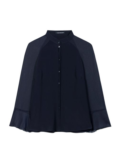 Luisa Cerano - Weite Bluse mit Trompetenärmel navy