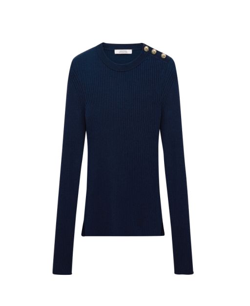 Dorothee Schumacher - Pullover mit goldenen Knöpfen navy