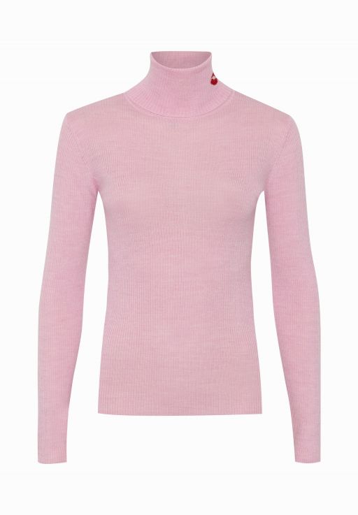 lala Berlin - Rollkragenpullover pink mit Kussmund