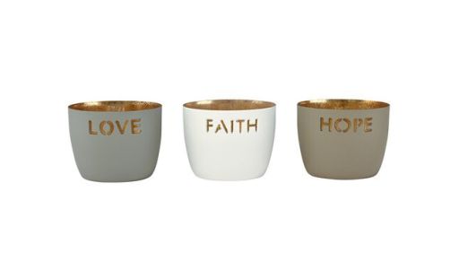 Madras Windlicht 3er Set XS - Love, Faith, Hope