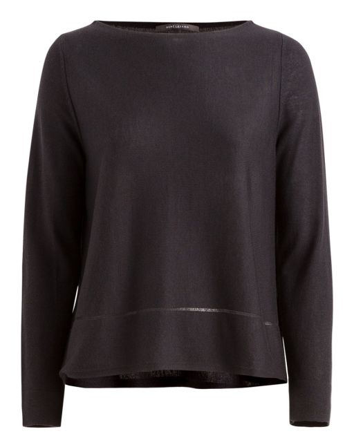 René Lezard - Edler Feinstrickpullover leicht ausgestellt aus Seide und KJaschmir in anthrazit