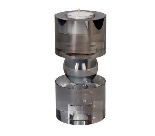 Sari Kerzen/Teelichthalter Kristallglas grau S