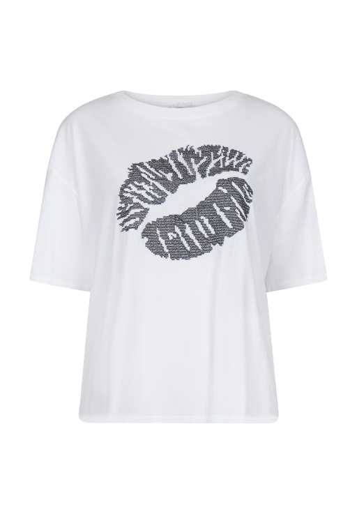 lala Berlin - T-Shirt mit gesticktem Kussmund