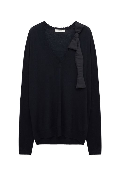 Dorothee Schumacher - Pullover mit V-Ausschnitt und Schleife black