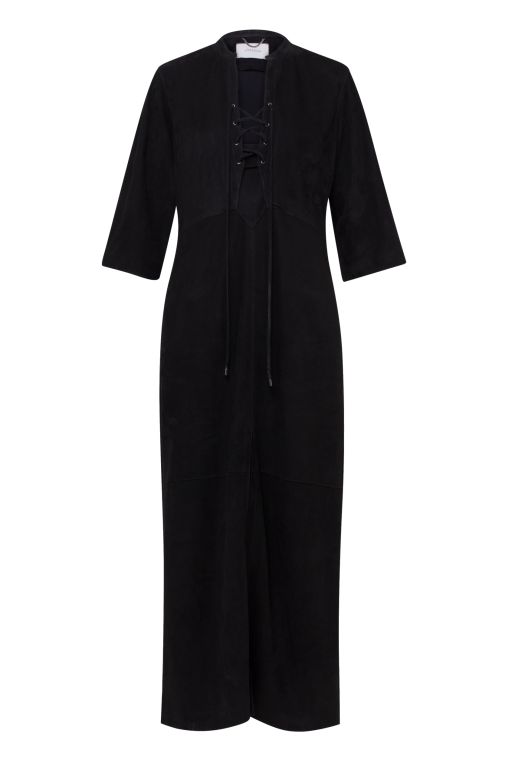 Dorothee Schumacher - Langes Velours Lederkleid mit Schlitz