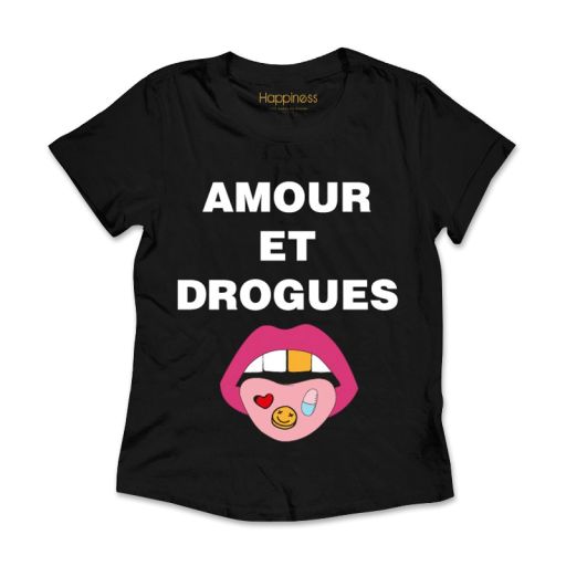 Happiness - T-Shirt Rockettara "Amour et Drogues" anthrazit