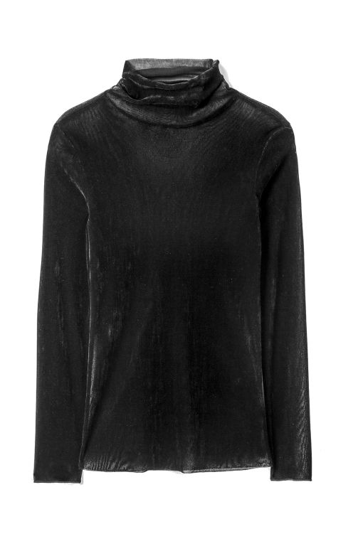 Luisa Cerano - Velvet- Mesh- Shirt mit Rollkragen