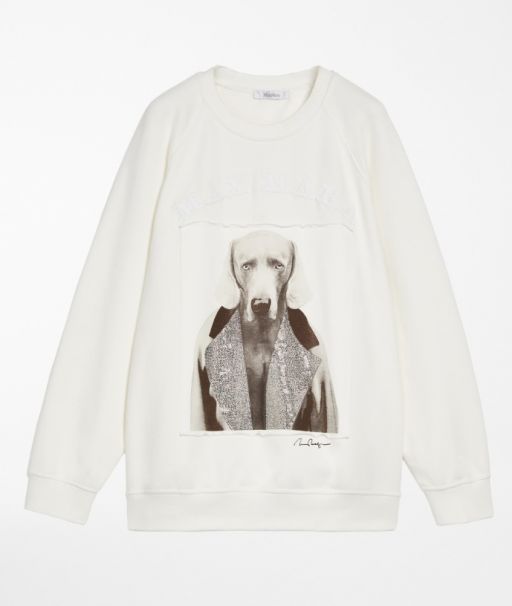 Max Mara - Sweatshirt mit Hundemotiv weiß