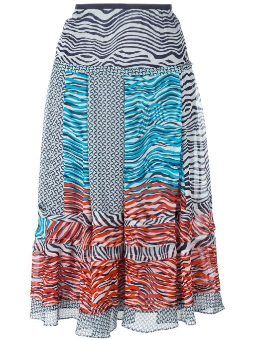 Diane von Fürstenberg - Seiden Rock orange- blau