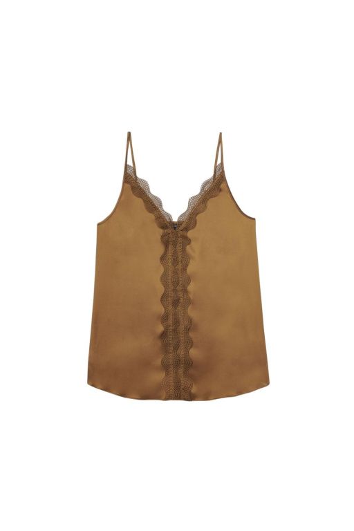Luisa Cerano - Seiden-Satin- Top mit Spitze