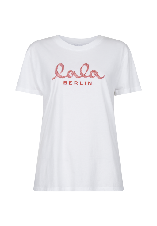 lala Berlin - T-Shirt weiß mit roter Logostickerei