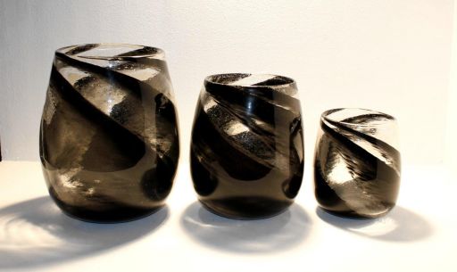 Glas Windlicht 32,5cm black-marble