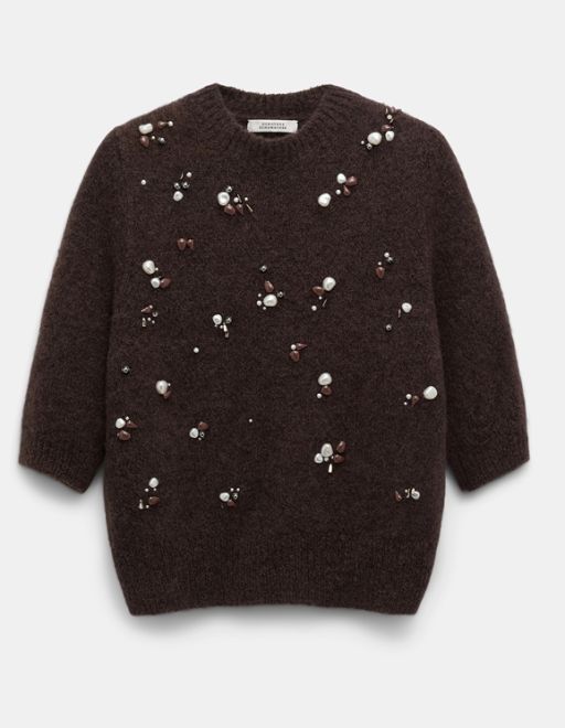 Dorothee Schumacher - Loving Touch Pullover mit Perlen black chocolte