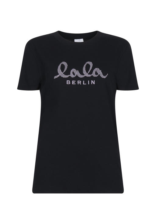 lala Berlin - T- Shirt mit lila Stickerei
