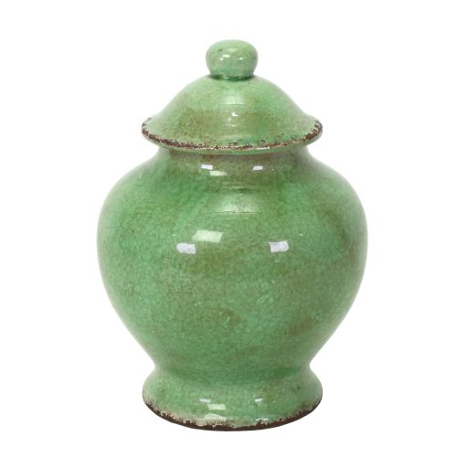 Deckelvase Jade mittel