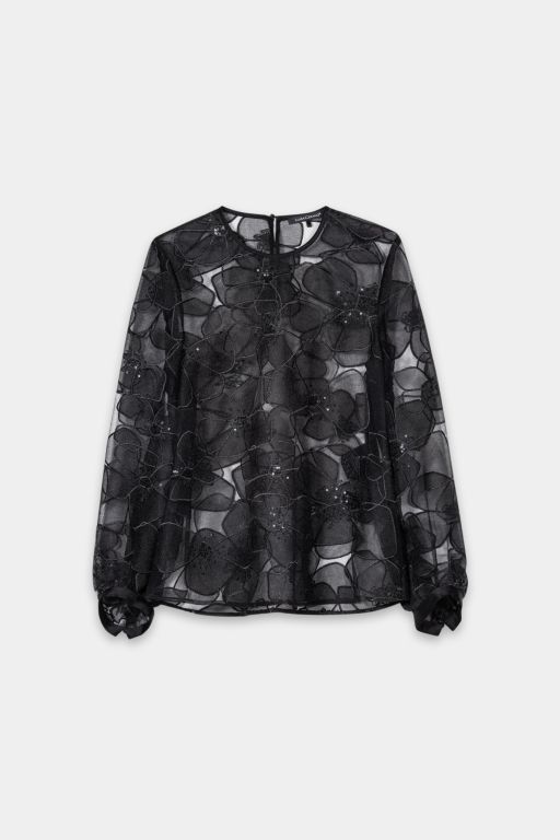 Luisa Cerano - Tüllbluse mit Blütenstruktur