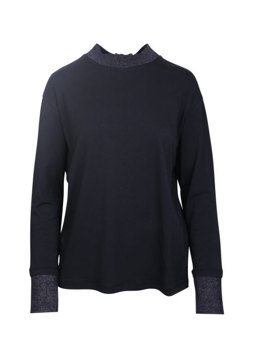 Fabiana Filippi - Longsleeve mit Lurexdetails navy
