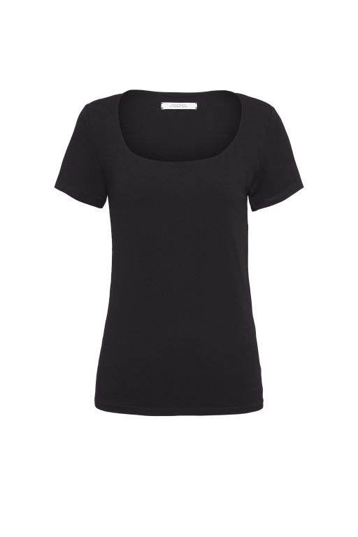 Dorothee Schumacher - Basic T-Shirt mit weitem Ausschnitt schwarz