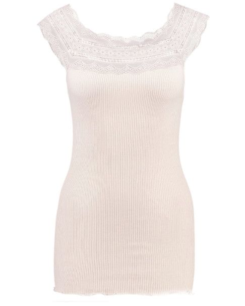Rosemunde - Seidenshirt mit breiter Spitze soft rose