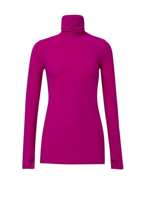 Dorothee Schumacher - Jersey Langarm-Shirt mit Rollkragen fuchsia