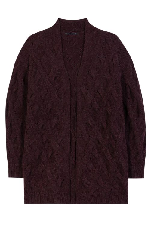 Luisa Cerano - Strickjacke mit Zopfmuster burgundy
