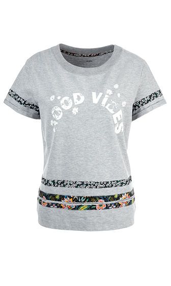 Marc Cain - Sweatshirt grau mit Blumenkante unten