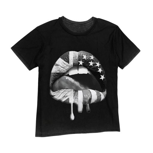 Happiness - T-Shirt Rockettara "Mouth Flag" anthrazit