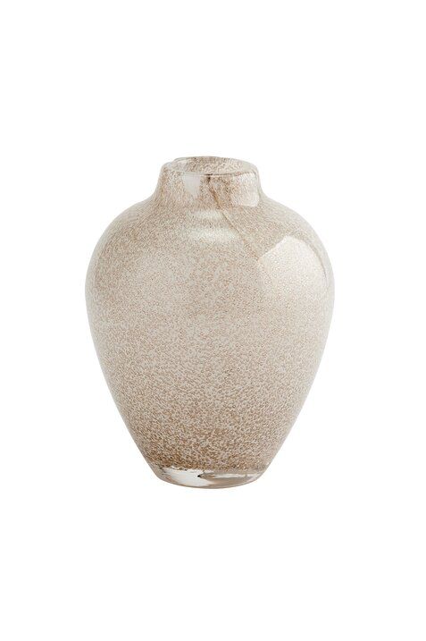 Linen Vase H13,5cm Glitzer Bubbles bauchig hellbeige