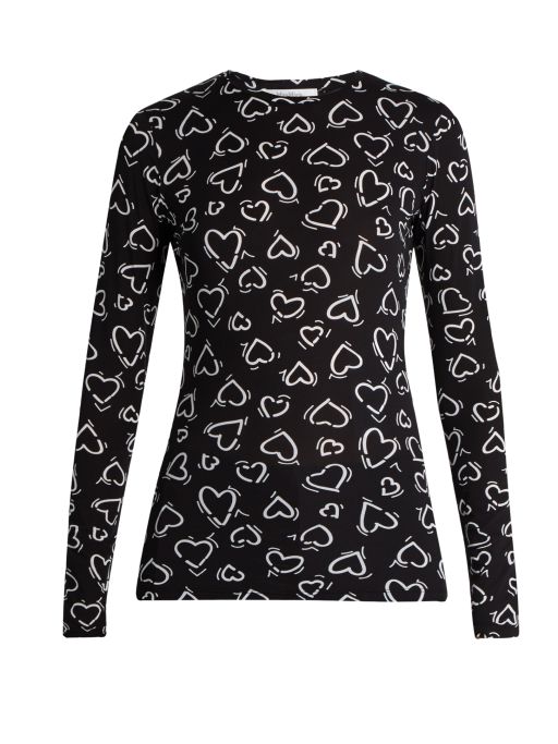 MaxMara - Langarm Shirt schwarz weiß mit Herzen