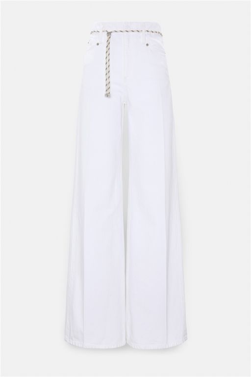 Dorothee Schumacher - Long, wide Jeans mit Kordel-Gürtel pure white