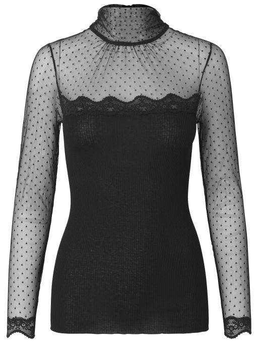 Rosemunde - Blusenshirt mit transparentem Arm und Rolli