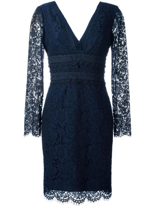 Diane von Fürstenberg - Schmales Spitzenkleid in navy