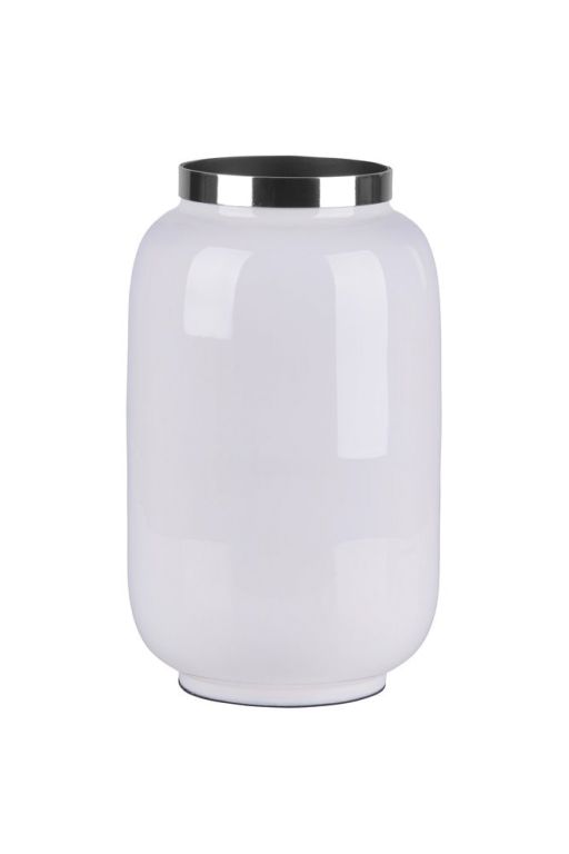 Saigon Vase mit Metallring S weiß/silber
