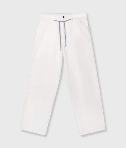 10 Days - Baumwollhose mit weitem Bein und Kordel weiß