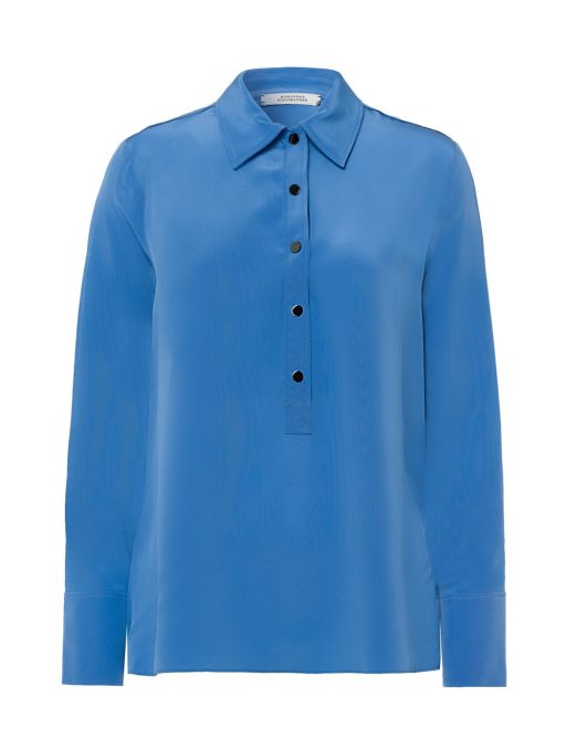 Dorothee Schumacher - Seidenbluse mit Druckknöfpen cobalt blau