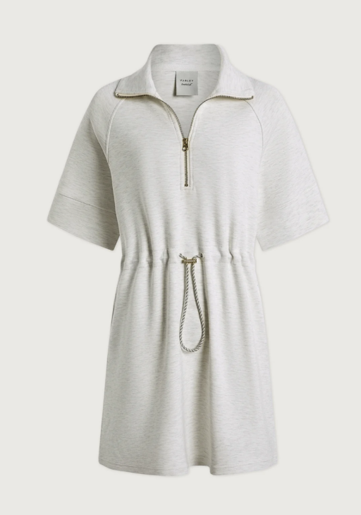 Varley - Kurzes Kleid mit Half Zip ivory marl