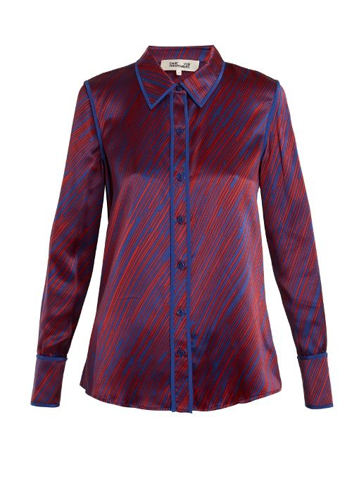 Diane von Fürstenberg - Seidenbluse mit blaurotem Print