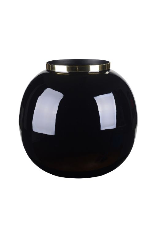 Saigon Vase mit Metallring Kugel Black