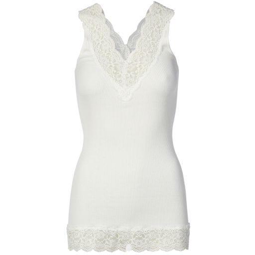 Rosemunde - Top mit breiten Spitzenträgern new white