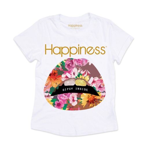 Happiness - T-Shirt Splendida "Bocca Gipsy" Blumen weiß
