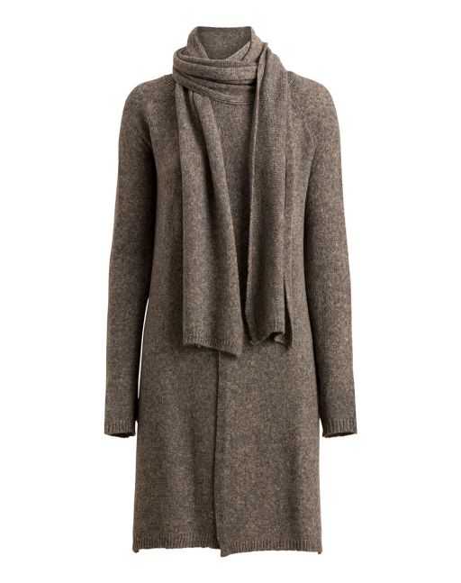 René Lezard - Lange Strickjacke mit angestricktem Schal
