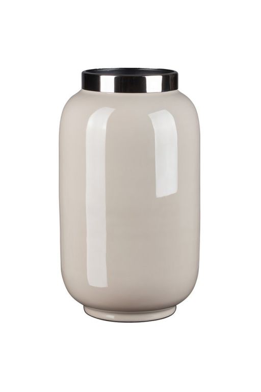 Saignon Vase mit Metallring S sandstone/silber