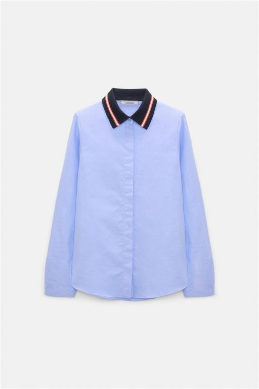 Dorothee Schumacher - Bluse mit abnehmbarem, gestreiftem Polokragen aus Baumwoll-Oxford oxford blue