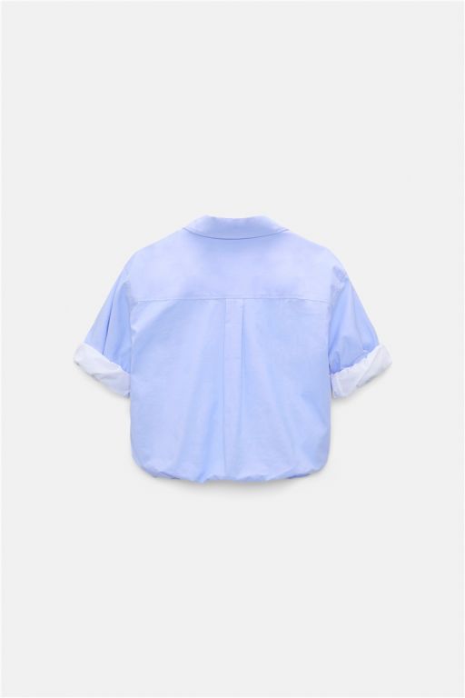 Dorothee Schumacher - Zweilagige, kurz geschnittene Blousonbluse oxford blue