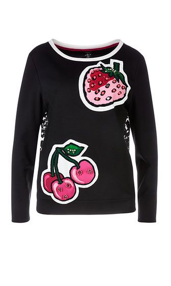 Marc Cain -Sweatshirt mit Erdbeere schwarz