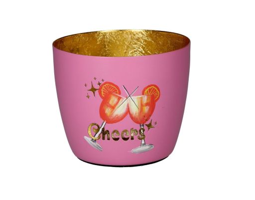 Madras Windlicht Cheers rosa/gold